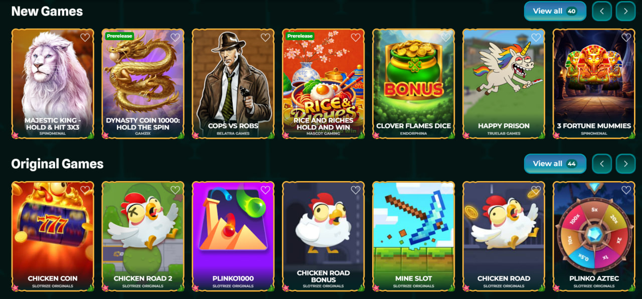 Slotrize Casino auf dem Handy App und mobile Nutzung